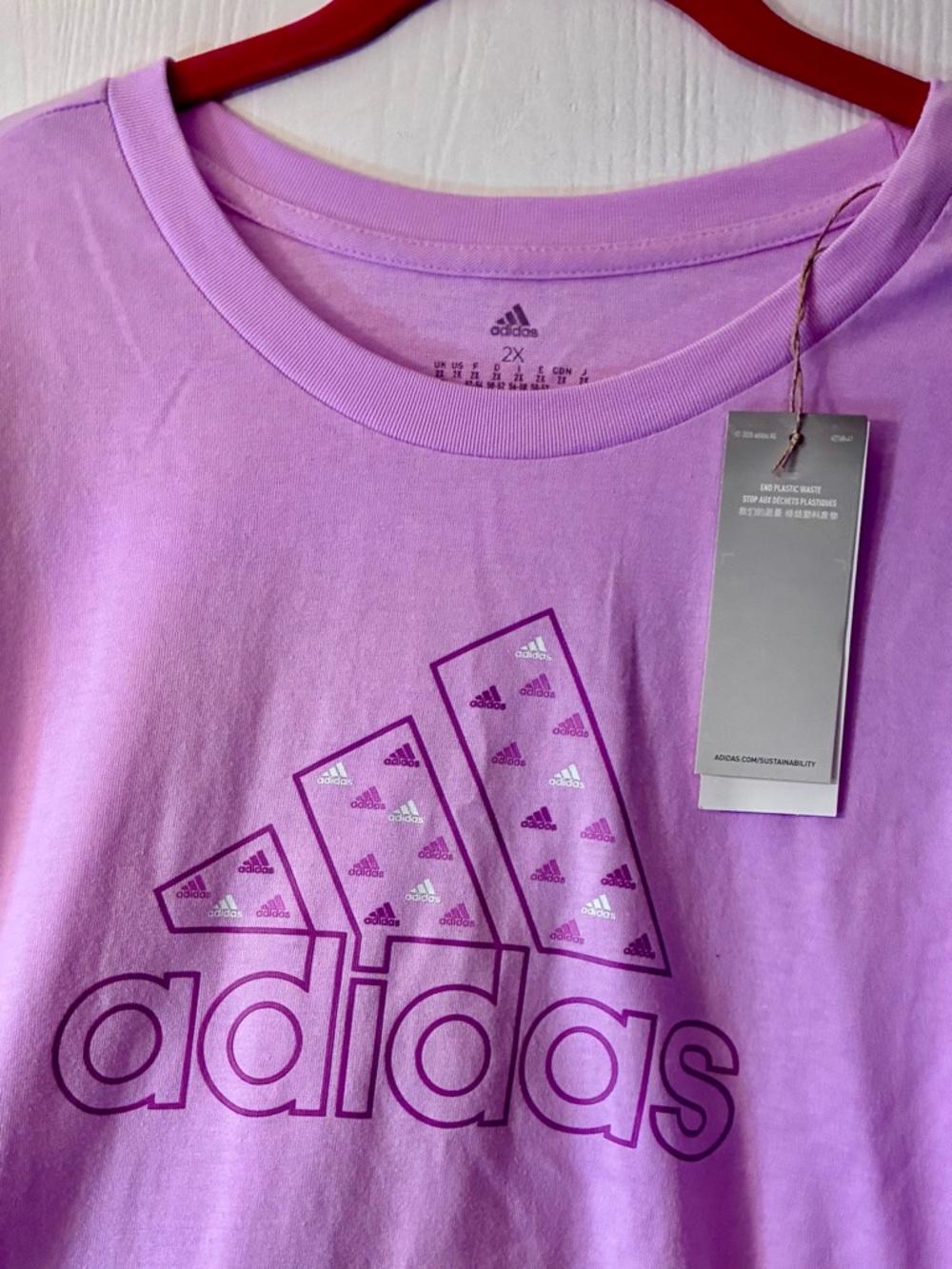 adidas Women’s Long Sleeve Logo Tee - Light Pink - Picture 2 of 3